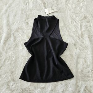 Zara Black Sleeveless Cut Out Top Large NWT